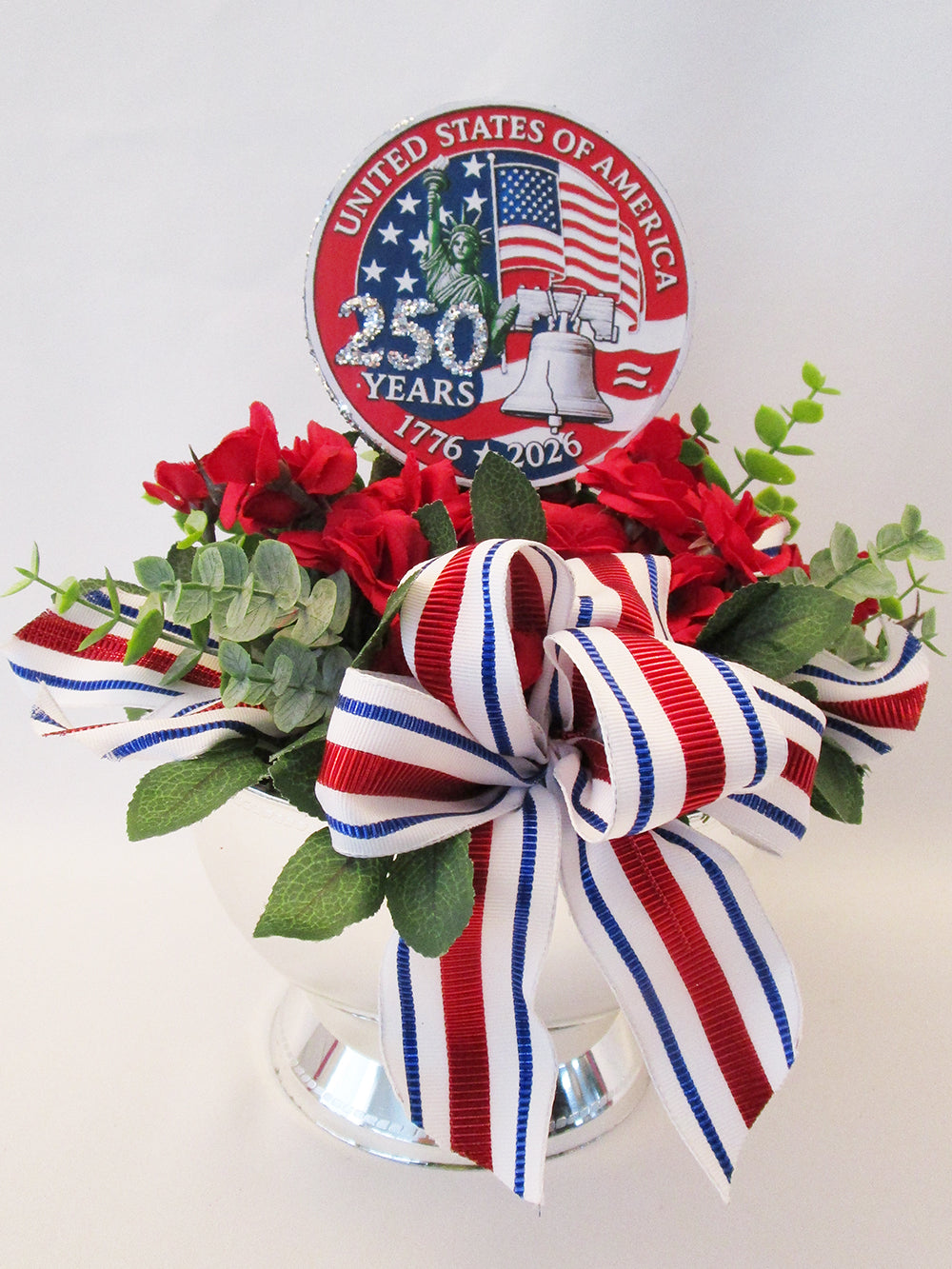 250th Celebration Table Centerpiece - Silver Base