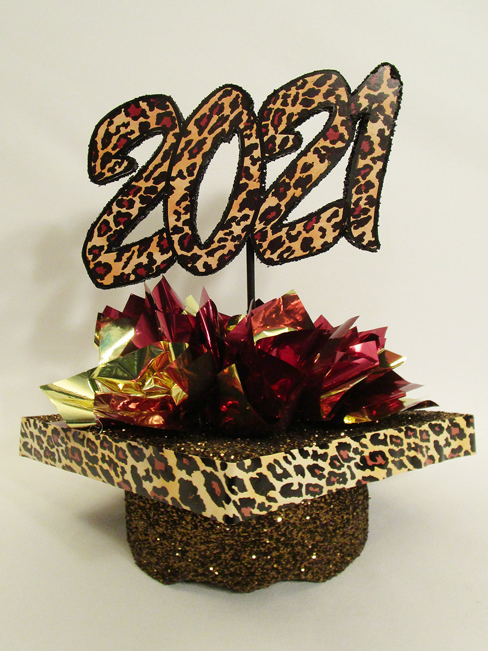 2021 Leopard Graduation Centerpiece - Designs by Ginny