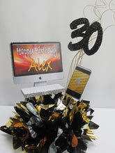 Load image into Gallery viewer, Styrofoam computer &amp; cell phone 30th birthday centerpiece - Designs by Ginny
