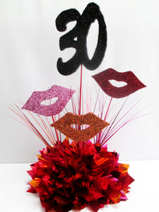 Lips themed centerpiece for 30th birthday centerpiece - Designs by Ginny