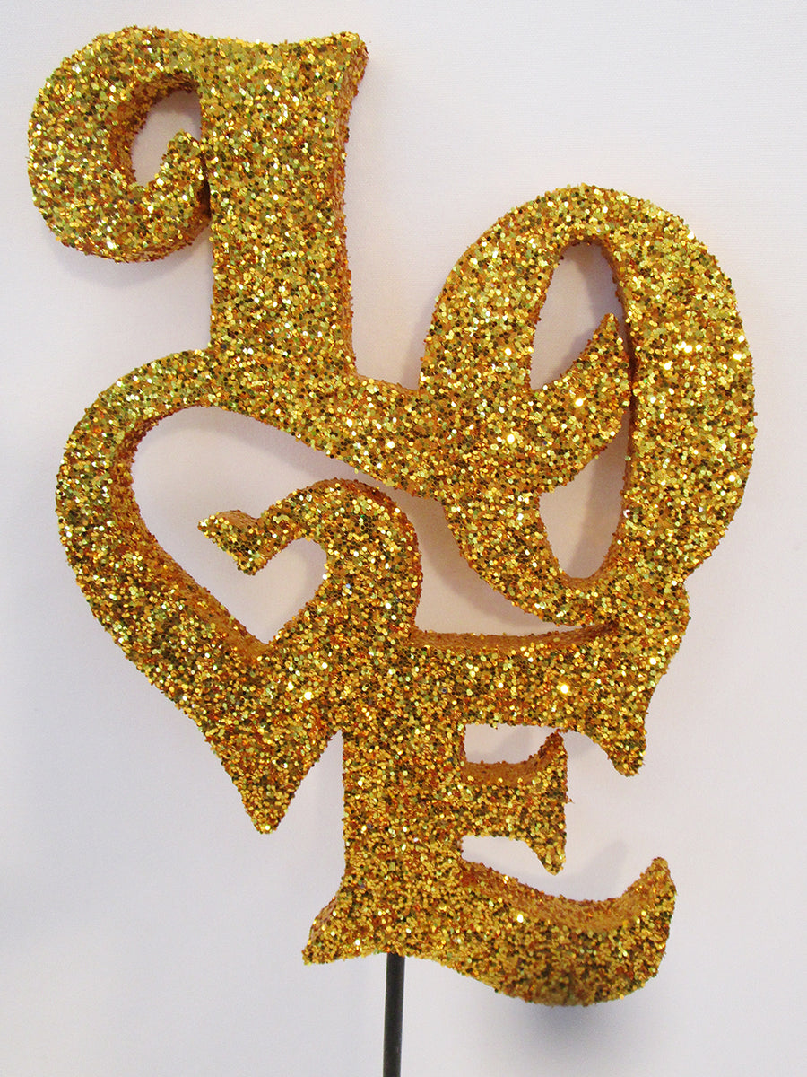 2D Handmade High Quality Golden Glitter Styrofoam Heart Topper -   Canada in 2023