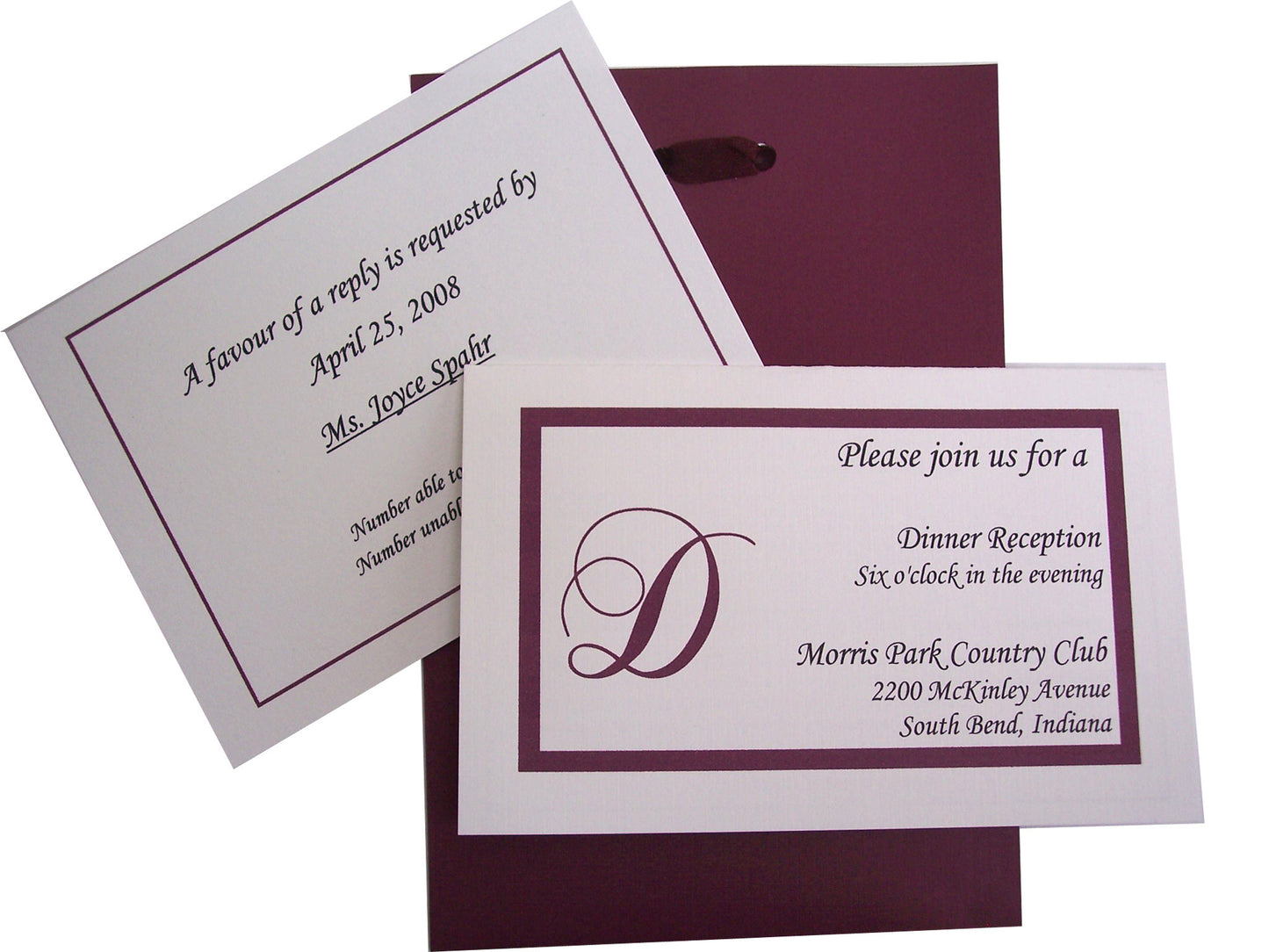 Vellum Overlay & Bow Wedding Invite Sample