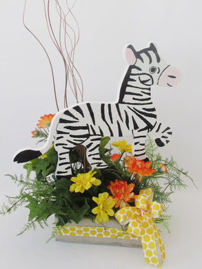 Styrofoam Zebra & silk centerpiece - Designs by Ginny