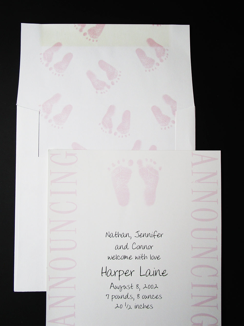 Pink Baby Feet Announcement - (clearance)