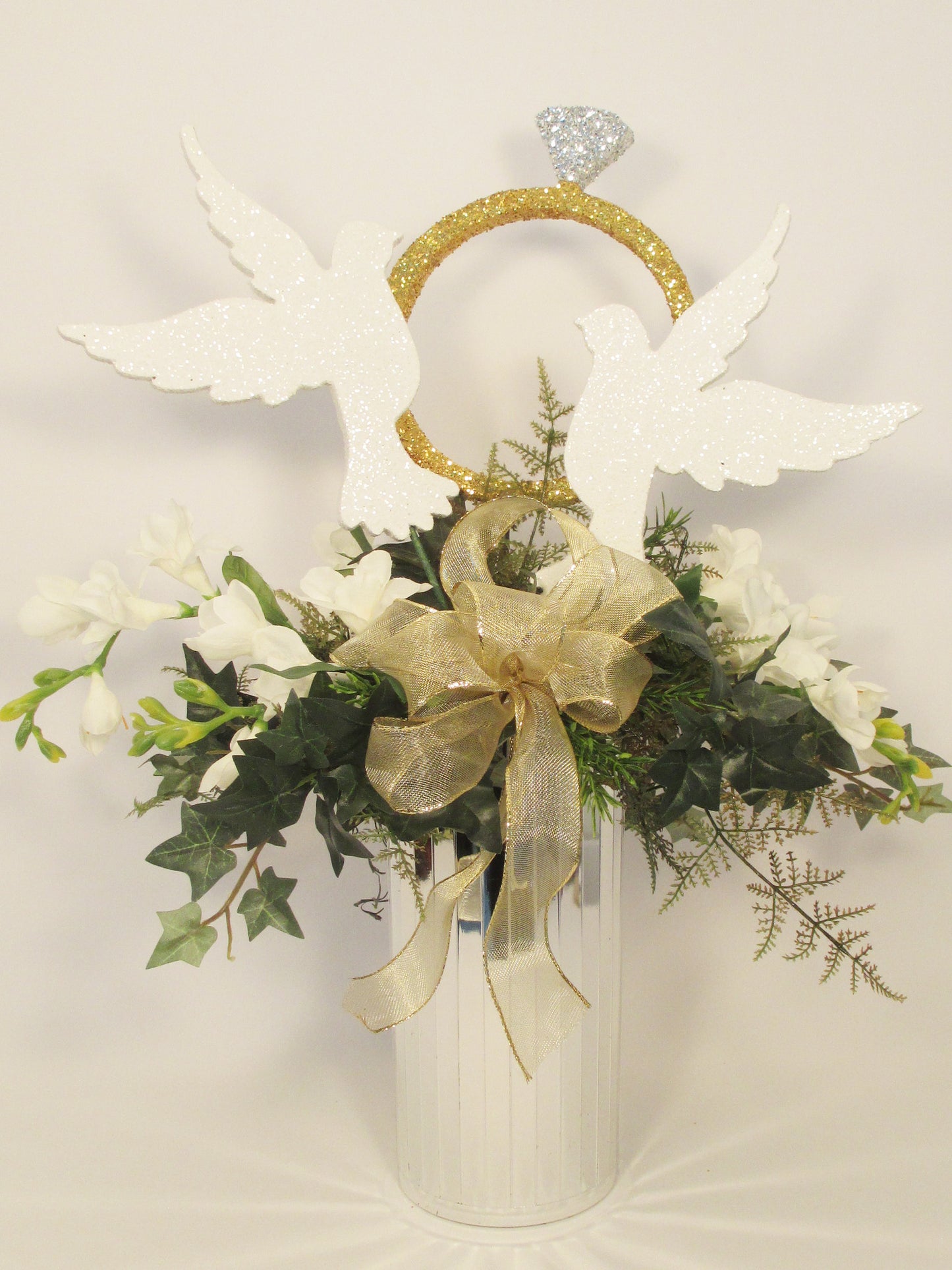 Faux Mirrored Base with Metallic Tissue Topper