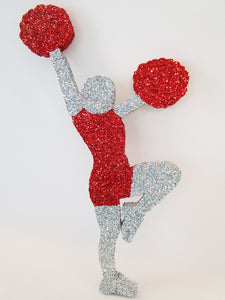 red and silver cheerleader knee up cutout- Designs by Ginny