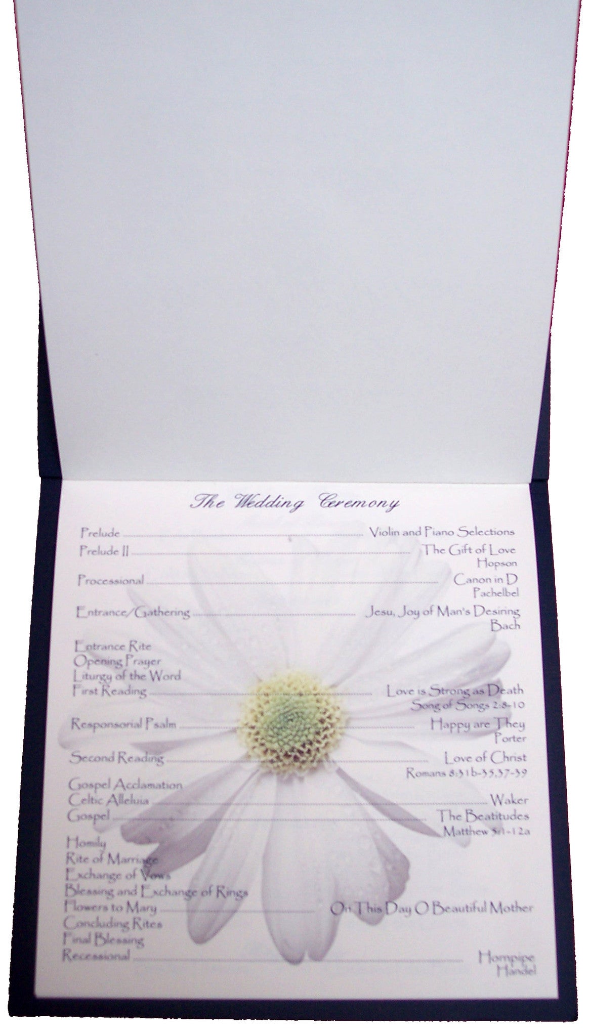 Daisy Wedding Program Sample