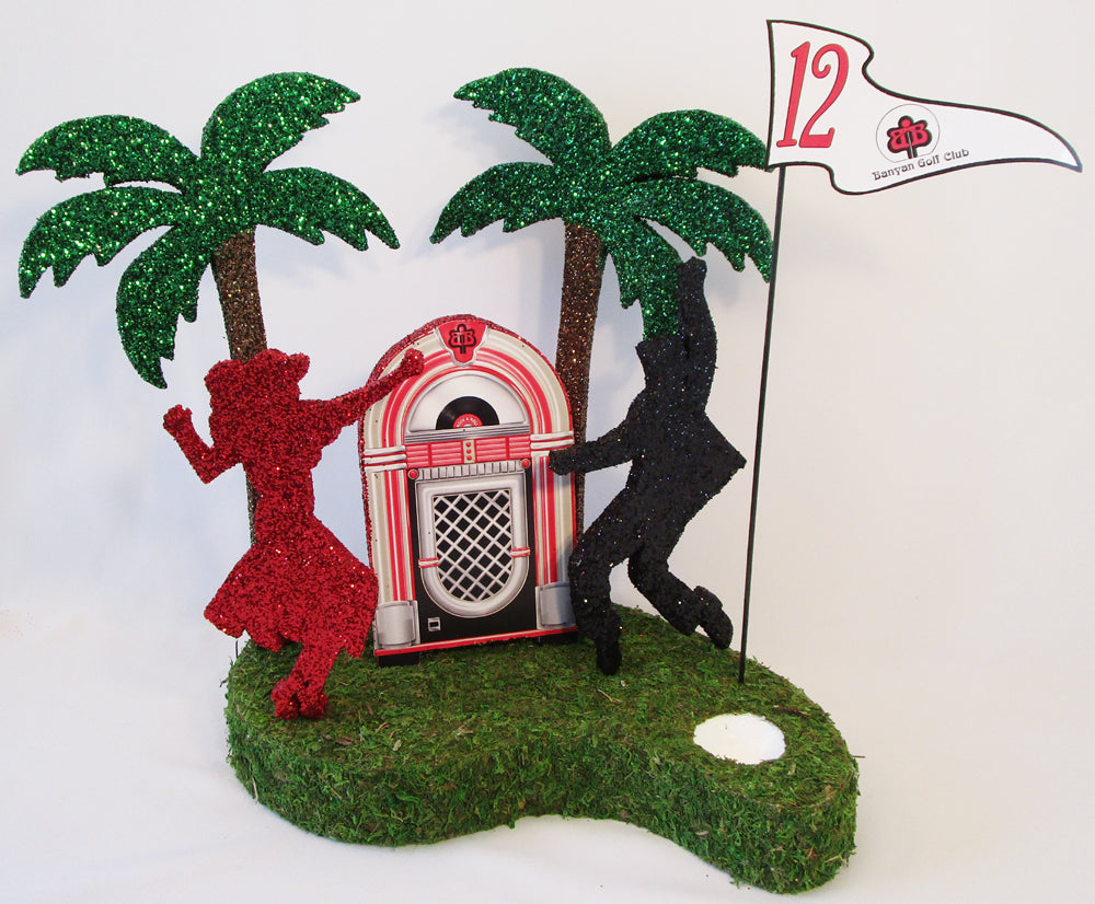 Palm Tree Golf themed centerpiece - Designs by Ginny