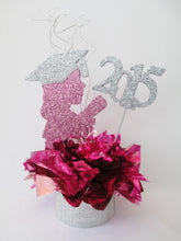 Load image into Gallery viewer, Faux rhinestone centerpiece base with grad girl centerpiece- Designs by Ginny

