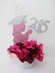 Faux rhinestone centerpiece base with grad girl centerpiece- Designs by Ginny
