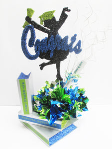 Congrats with grad girl & stack of books centerpiece - Designs by Ginny