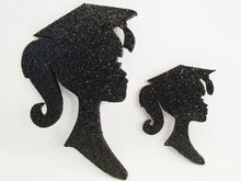 Load image into Gallery viewer, Grad girl head silhouette with pony tail cutout - Designs by Ginny
