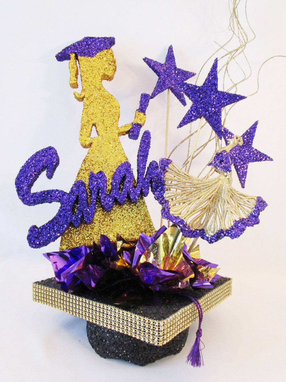 Grad Girl Silhouette on Mortar Board Hat Graduation Centerpiece Sample