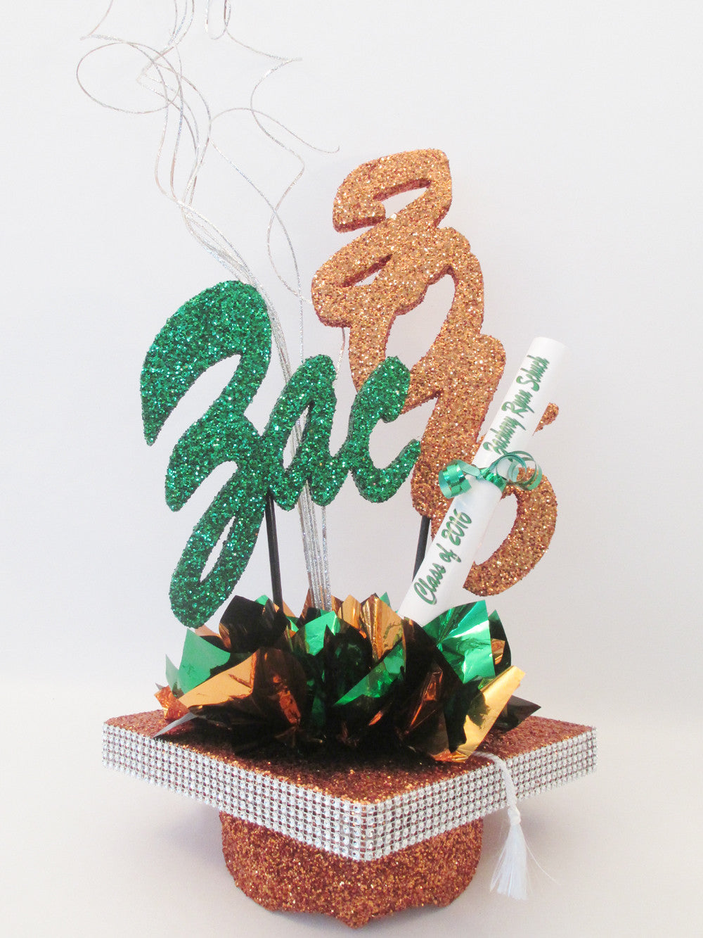 Mortar Board Hat with Name, Year & Diploma Graduation Centerpiece Sample