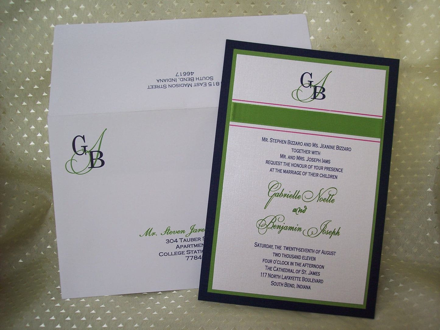 Initials on envelope Sample