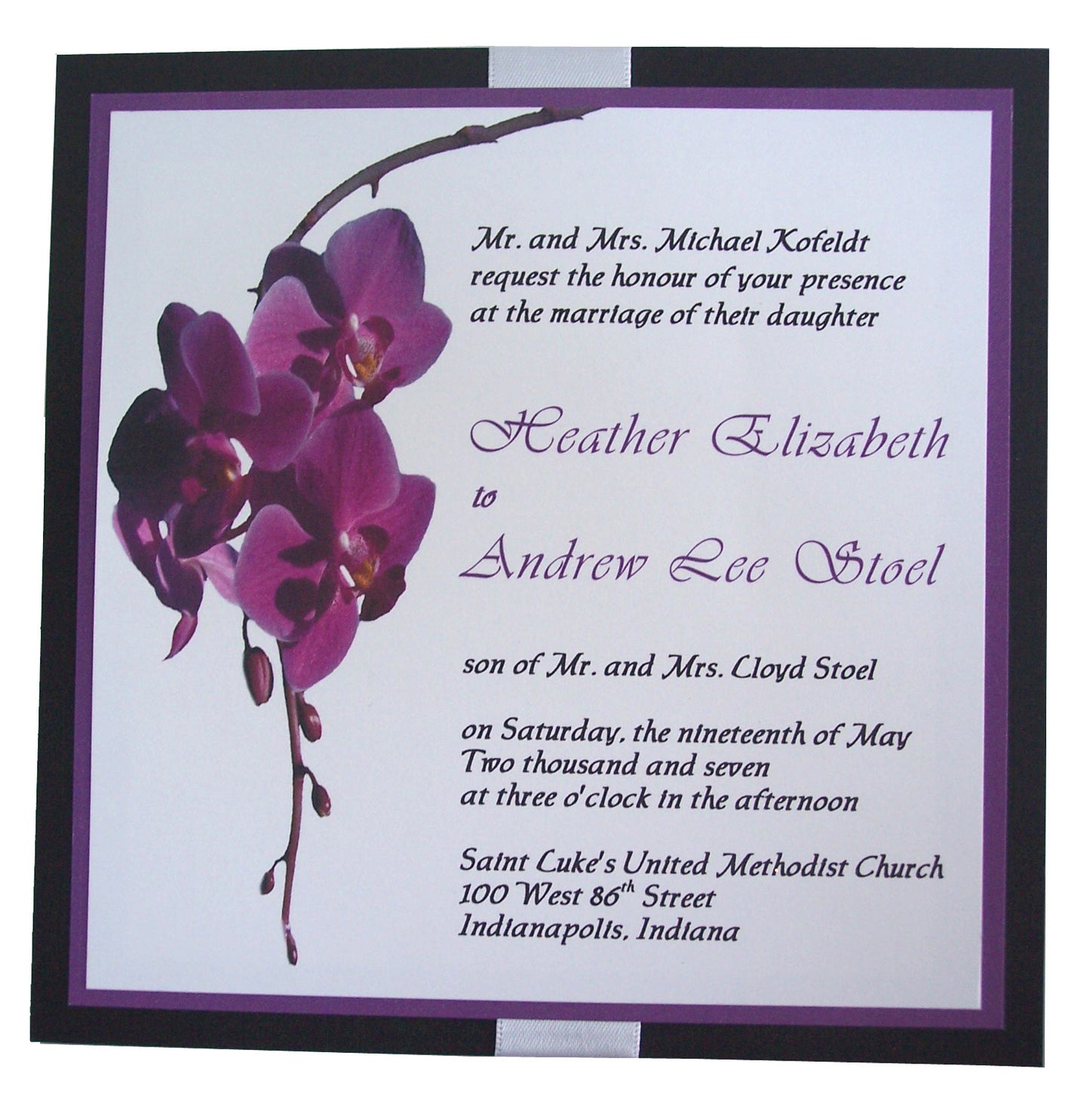 Orchid Wedding Invite Sample