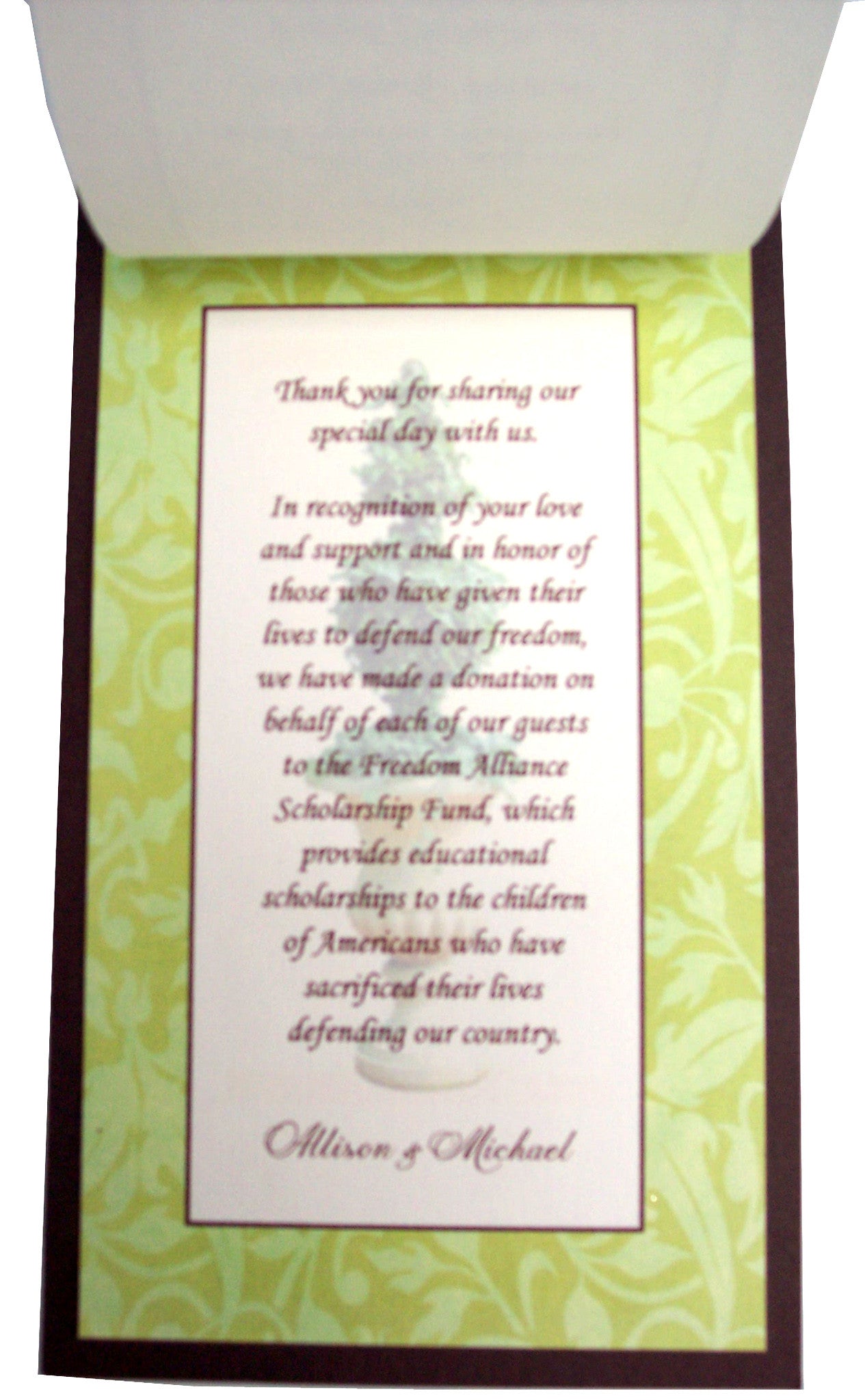 Flip Style Menu Card Sample