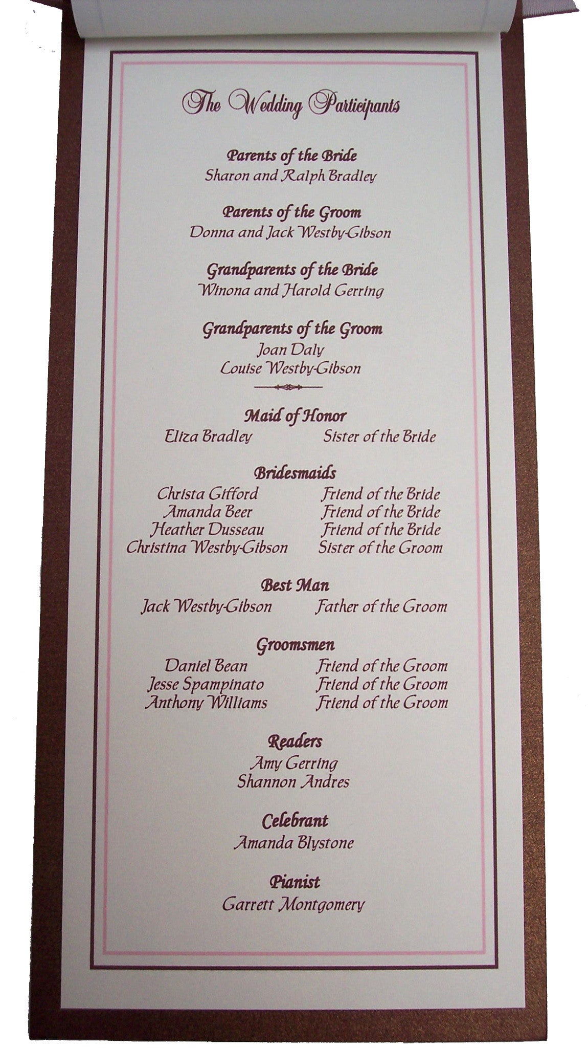 Slimline Flip Program with Bow Sample