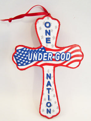 One nation Under God Cross Ornament - Designs by Ginny