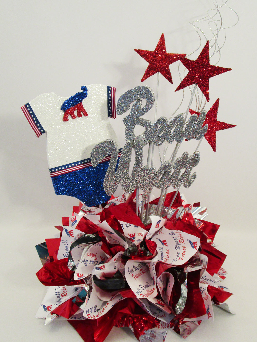 Onesie baby shower centerpiece - Designs by Ginny