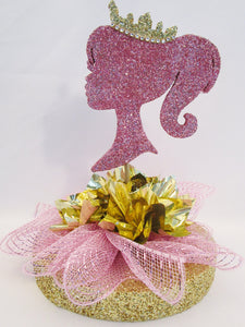 Princess Head Silhouette Centerpiece Pink and Gold