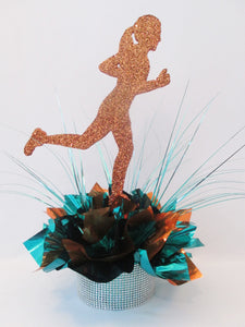 Faux rhinestone base with female runner centerpiece - Designs by Ginny