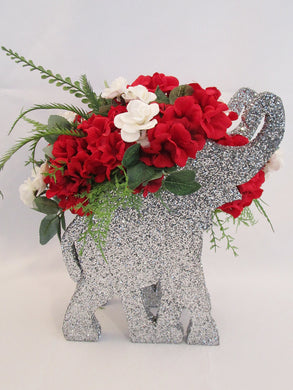 Silver elephant silk floral centerpiece - Designs by Ginny