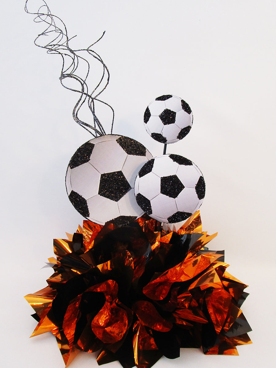 Glitter Football Ornament Assortment: Burnt Orange & Navy (Set of 3)