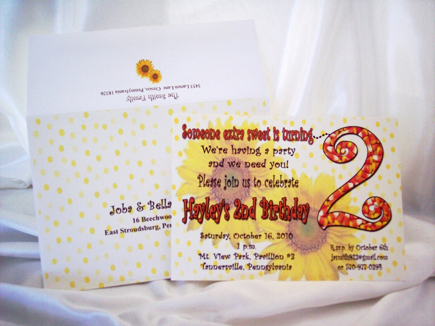 Polka dots on envelope Sample