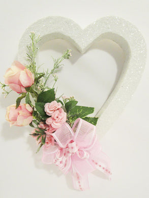 White heart with pink roses - Designs by Ginny