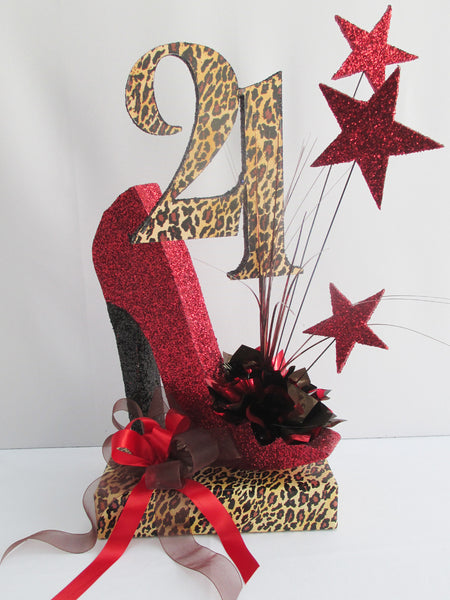 21st and 50th Birthday Centerpieces with Leopard