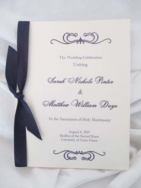 Booklet Style Wedding Program - Basilica and Holy Spirit Chapel, St. Mary's, Notre Dame, IN