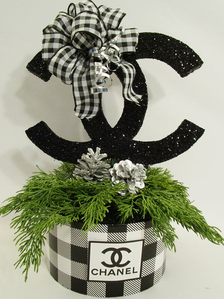 Black and White Chanel Holiday Centerpiece and Ornament