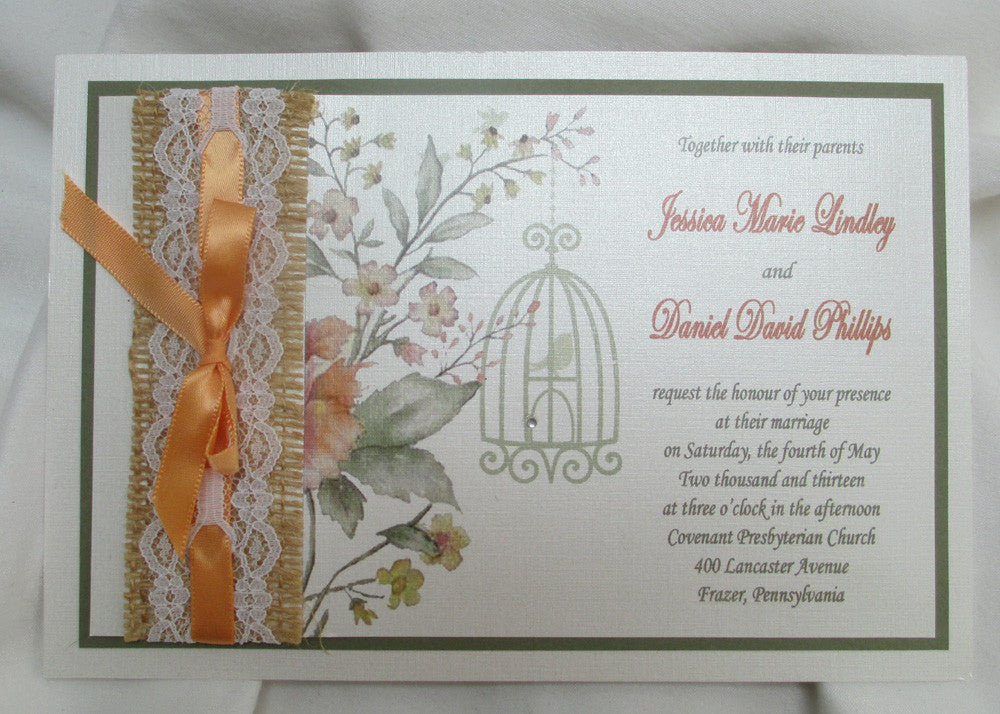 Burlap, Lace & Ribbon Wedding Invitation