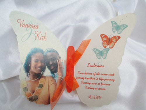 Custom Cut Butterfly Wedding Invitation