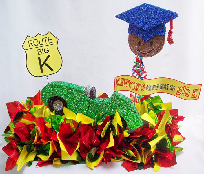 Pre-kindergarten graduation centerpiece with car