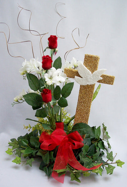 Confirmation with dove silk centerpiece
