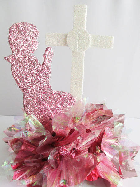 Girl or Boy Praying Centerpiece with Cross