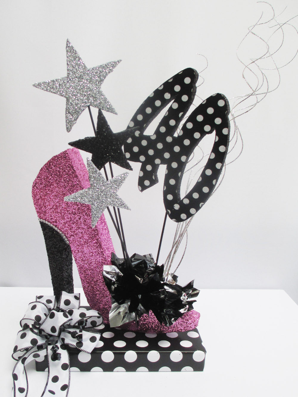 Black & White Polka Dot 40th Centerpiece