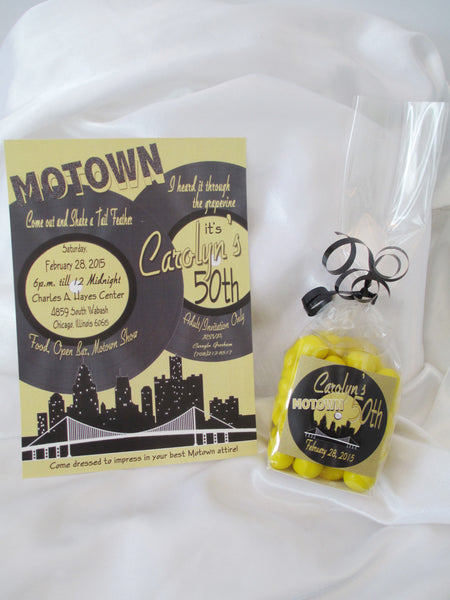 50th Motown Birthday Invite and Centerpiece