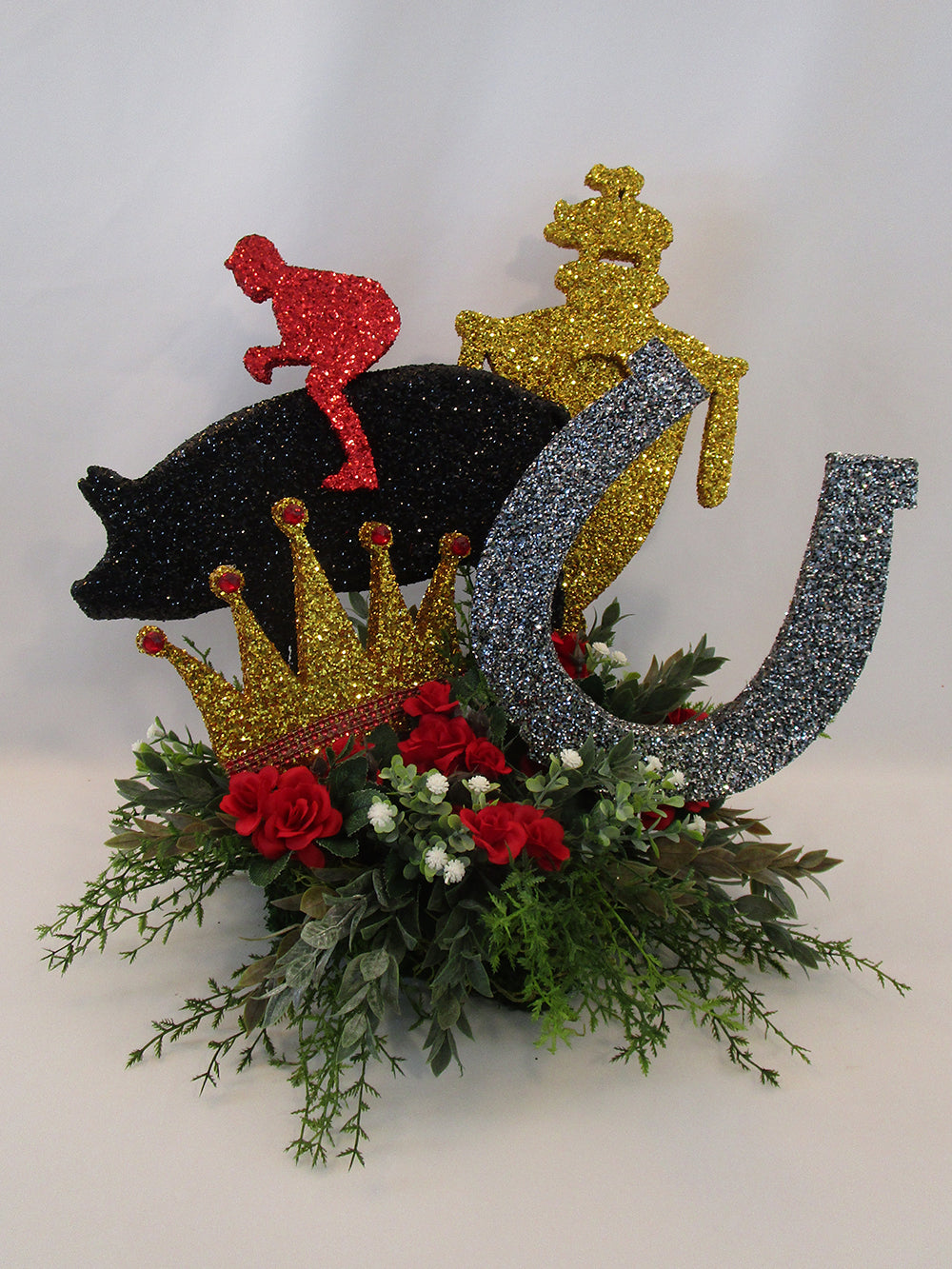 Jockey on Pig centerpiece - Designs By Ginny