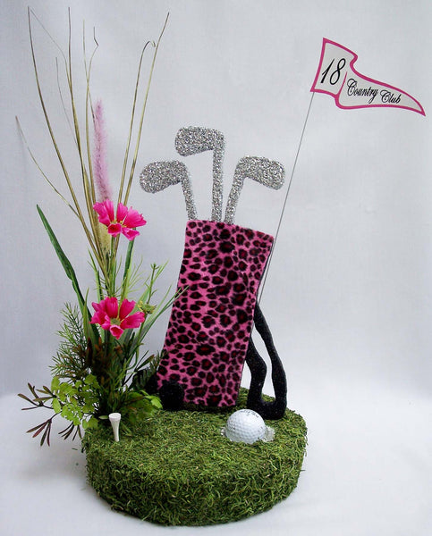 Pink Leopard Golf Bag Table Centerpiece