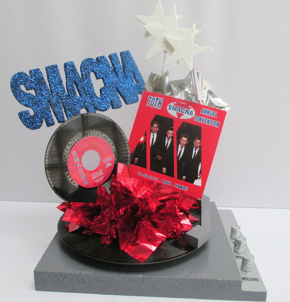 Motown themed centerpiece with faux record player
