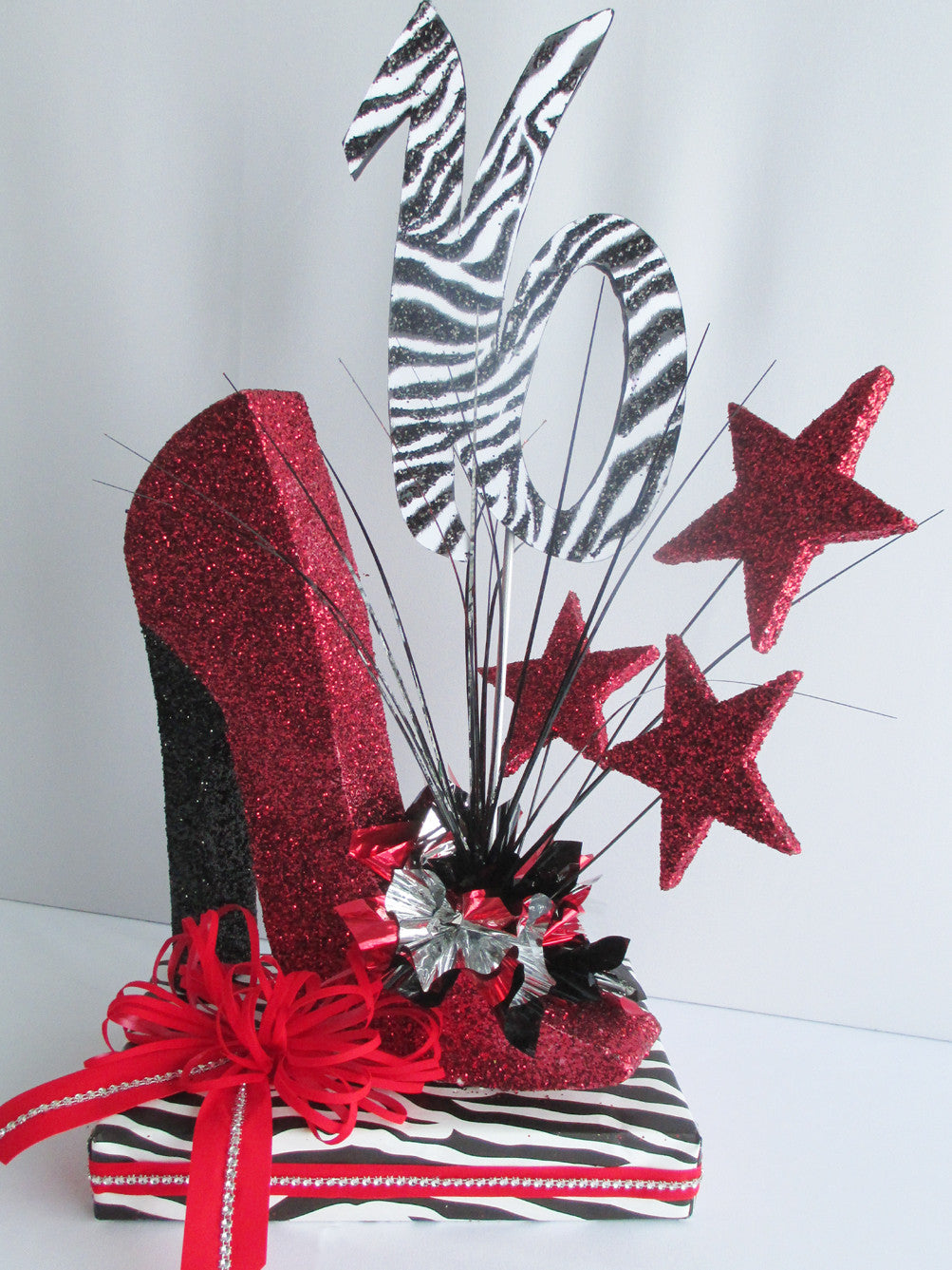 High heeled shoe, sweet 16th centerpiece