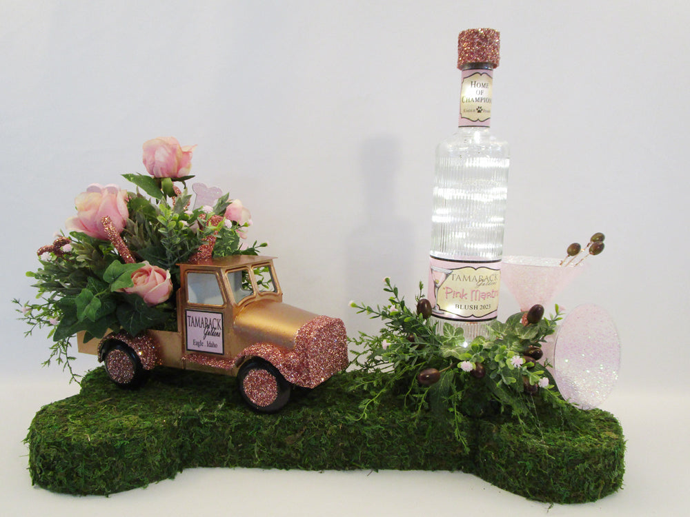 Custom Table Centerpiece with a vintage truck and martini - Designs by Ginny