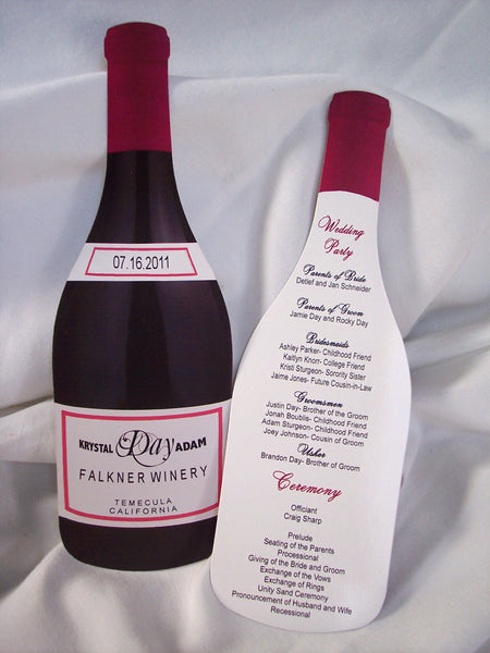 Wine Bottle Cutout Wedding Program