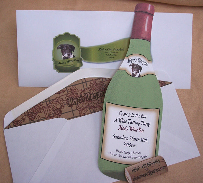 Wine tasting invite- wine bottle cutout