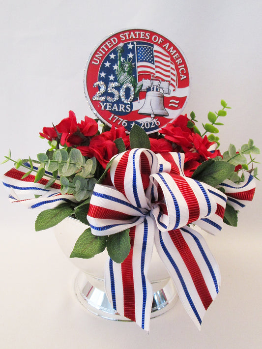 250th Celebration Table Centerpiece - Silver Base