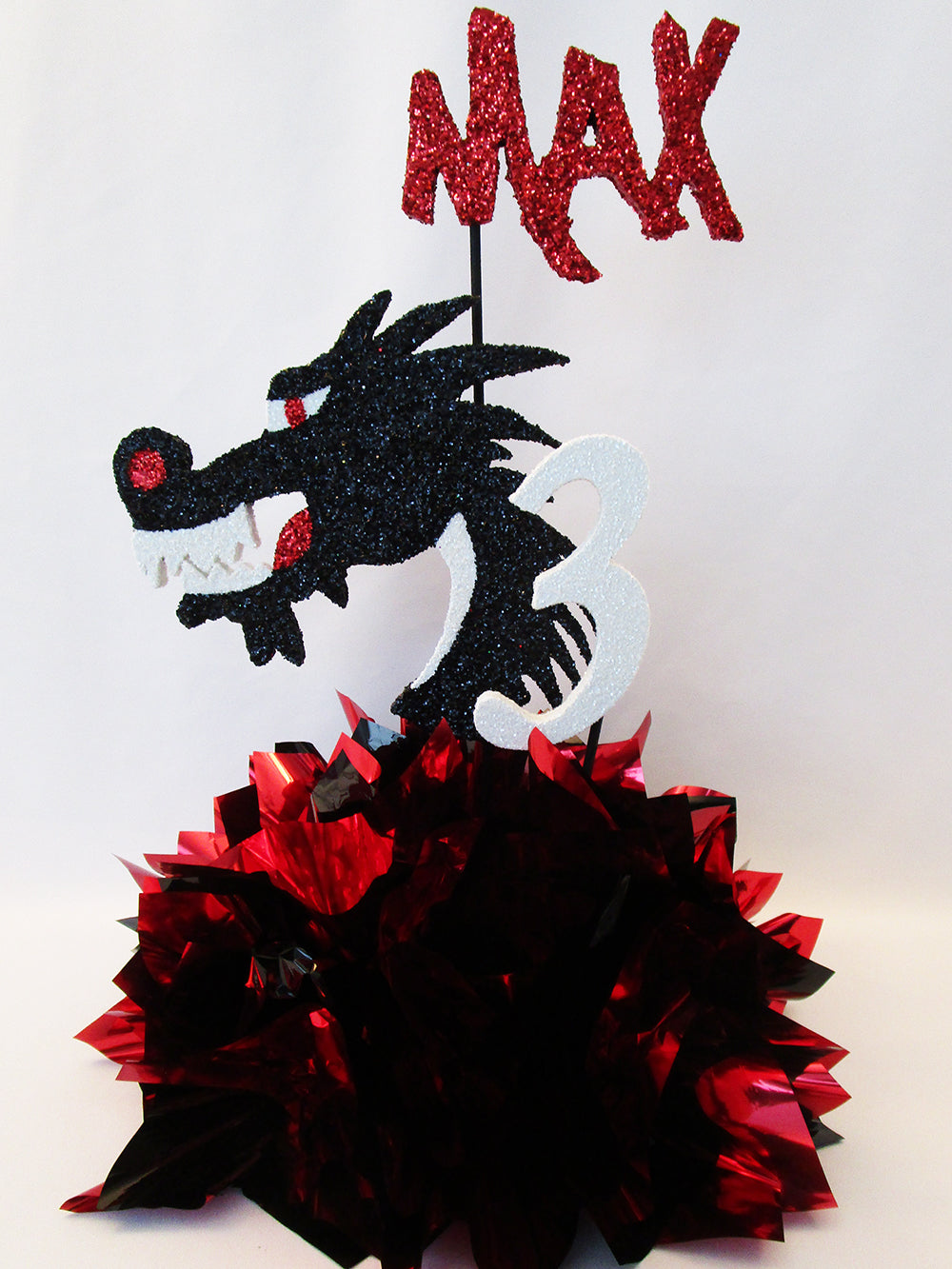 Styrofoam Dragon Head centerpiece - Designs by Ginny