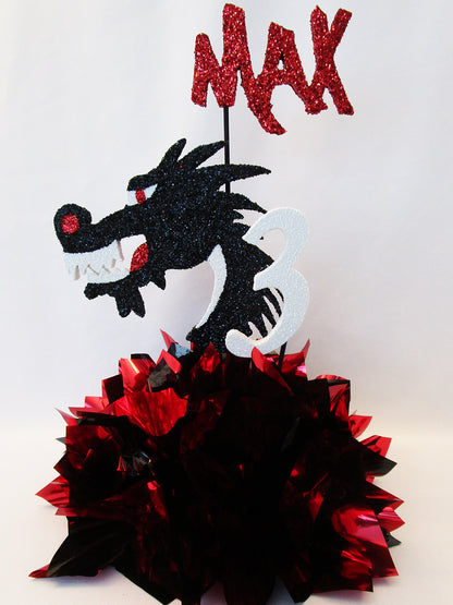 Styrofoam Dragon Head centerpiece - Designs by Ginny